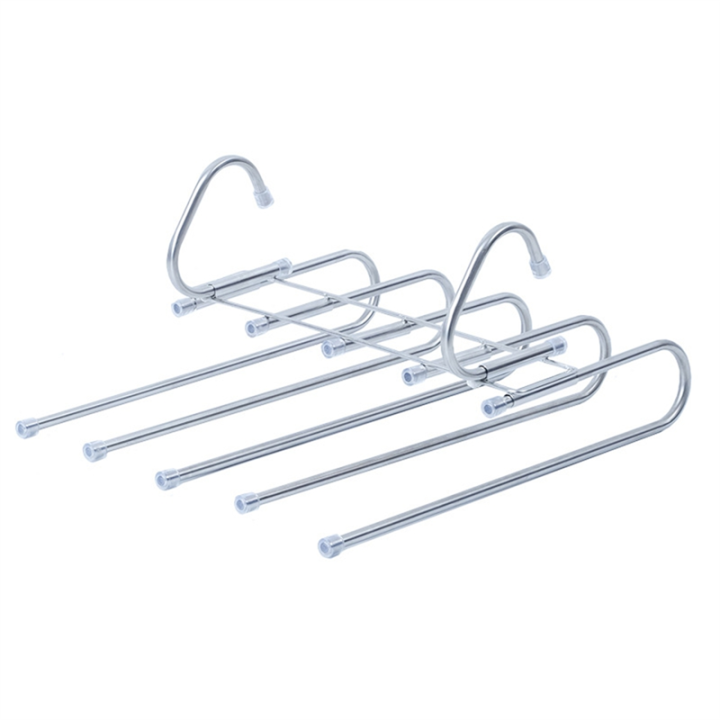 Multi-Functional Pants Hanger 5 in 1 Pants Hanger for Clothes Rack Adjustable Closet Organizer Folding Trousers Rack