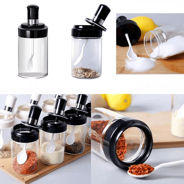 15 pcs Seasoning Bottle Glass Condiment Storage Containers Condiment Pot Spice jar with Spoon