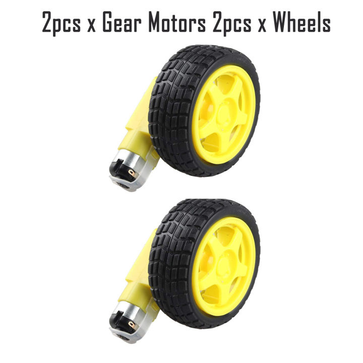 2pcs%20Gear%20Motors%20and%20Wheels%20for%202WD%20Arduino%20Smart%20Robotic%20Car%20TT%20Gear%20Motor%2065mm%20x%2028mm%20Yellow%20Plastic%20Rubber%20Tire%20Wheel%20-%20Image%203