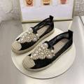 Summer New Flat Lace Fisherman Shoes Hollow Linen Black and White Women's Shoes Lazy White Shoes Slip-on Pumps. 