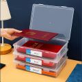 【HOT】 Book A4 Document Storage Box Transparent Data Sorting File Box Certificate Storage Box Desktop Office Test Paper Storage Rack. 