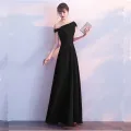 2024 New Bridal Toast Clothing Summer Noble Elegant Slant Shoulder Red, Long Slim Fit Wedding Dress Women. 