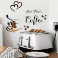Creative Coffee Cup Pattern Wall Stickers Cafe Living Room Decor Cabinet Art English Home Decoration Self-adhesive Wallpaper. 