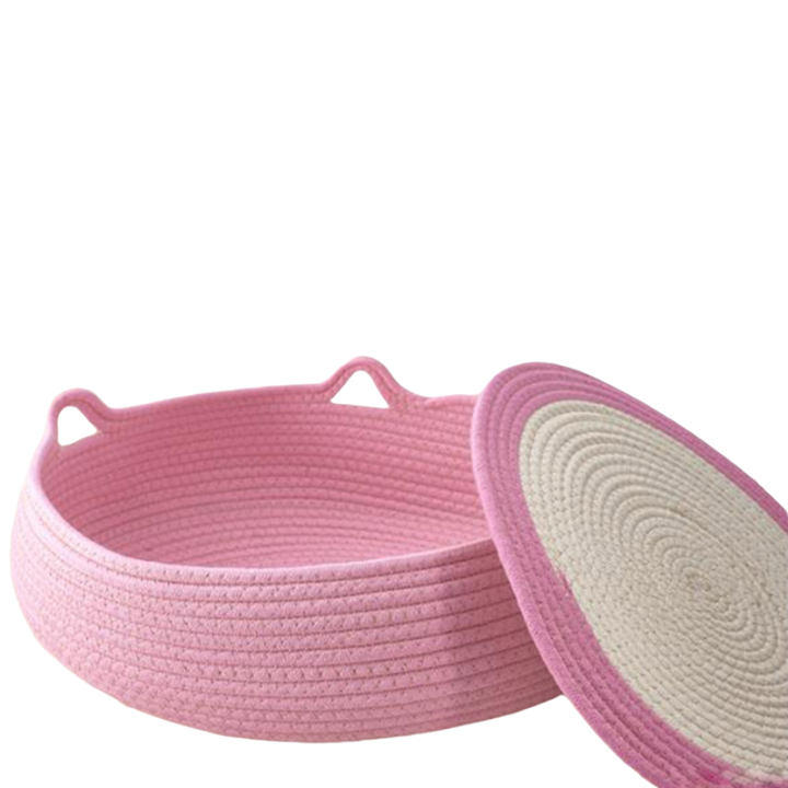 OYPFXMI Cat Kennel, Small Pet Round Cotton Rope Kennel, Small House, Easy to Clean Dog Kennel and Cat Kennel in Summer Pink