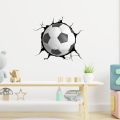 【WEJA】3D Broken Wall Football Stickers Home Decoration For Boy Baby Bedroom Decor Pvc Livingroom S-adhesive Wallpaper Wallart Mural. 