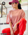 Drop Shoulder Oversized Pink Color T Shirt | GM176. 