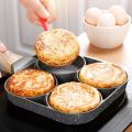 4-Hole Omelet Pan for Burger Eggs Ham PanCake Maker Frying Pans Non-Stick No Oil-Smoke Breakfast Grill Wok. 
