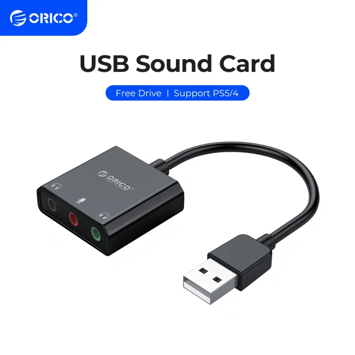 ORICO Sound Card External USB Interface 3.5mm Stereo Microphone Audio Volume Adjustment Free Drive Adapter for Laptop PS4 Headse