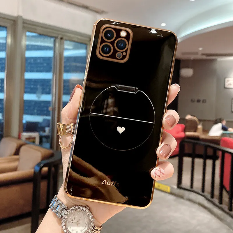 For iPhone Plus iPhone Plus Back Cover Makeup Mirror Stand