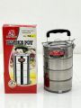 4 Layers Food Lunch Carrier Box Handle Pot Size 14 cm Stainless Steel Tiffin Box. 