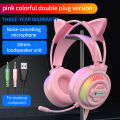 Pantsan 7.1 USB Computer Head-Mounted Chicken Eating Wired Headset Headphones with Mai Dazzling Glow Gaming. 