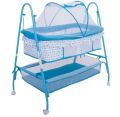 BabyLand 208 Comfort Cradle Cot - New Born Baby Swing Cradle with Mosquito Net & Wheel (Blue) | Blackkito. 