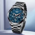 Professional Office Wear Rich Look Stainless Steel Watch For Man - Luxury Quartz Analog Business Chain Metered Dial Casual Wrist Watches For Men Boys Gents Black White Blue TM. 