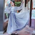 Clothing dance style student Xia elegant suit long style super fairy Fu spring dress Hanfu Xianhai female flower god ancient costume company. 