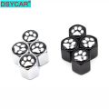 【Silver】 DSYCAR 4Pcs/Set Zinc Alloy Animal Footprint Style Tire Valve Stem Cap Tire Wheel Stem Air Valve Caps for Auto New. 