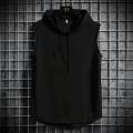 EB Men Tank Top Ins Trendy Sports Kam Shoulder Bottom Shirt Hooded Loose Korean Solid Sleeveless T-Shirt Top. 