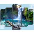 Five (5)Pieces Modern Hd Printed Home Decor Wall Art Picture Frame - Waterfall. 