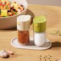 Glass Seasoning Bottle Press Type Kitchen Accessory Ration Spice Dispenser. 