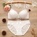 Girl Sweet Wireless Bra Lace Bows Underwear Sets Breathable Small Breast Bralette Top Briefs for Women Teen Girl Lingerie Suits. 