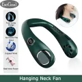 EsoGoal Hanging Neck Fan LED Digital Display Portable Cooler Fan Bladeless Fan Personal Wearable Neckband 3 Speeds Adjustment Twin-Turbo Leafless 360° Neckband Fan USB Rechargeable Fan Mini Neck Fan. 