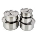 5 Pcs Stainless Steel Stock Pot with Lid One Set Food Saver , Steamer & Food Container Cooking Tools Cookware Kitchen Accessories. 
