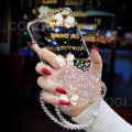 For OPPO F19 Cover + Crystal Wrist Strap Fashion 3D Rhinestone Butterfly Shiny Glitter Girls Phone Case Clear Soft Silicone Bumper Shockproof Protective Back Cover. 