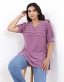Spring & Summer V-Neck Top with Pleated Detail. 