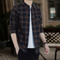 Spring and Autumn New Korean Style Plaid Shirt Men's Youth Long-Sleeved Shirt Large Size All-Matching Men's Clothing Leisure Shirt Fashion. 