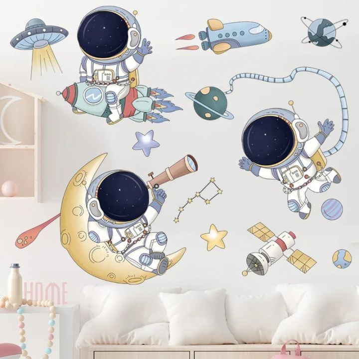 NEW Creative Space Astronaut Wall Stickers for Kids Room Nursery ...