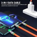 120Watt 3 in 1 Charger Cable Portable Retractable Fast Charging Cable For All Smartphone And Multi-Function Use. 