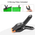 1.5 * 2m/ 5 * 7ft Green Backdrop Screen  Chromakey Background Photography Kit with Adjustable T-Shaped Background Stand 3pcs Backdrop Clamps. 