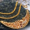 Gold Plated Traditional Bridal Sawadi Pendant With 04MM Bismark Chain Long For Women. 