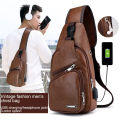 【original】 USB Charging Chest Bag With Headset Hole Men Multifunction Single Strap Anti- Chest Bag Adjustable Shoulder Strap Moyao.