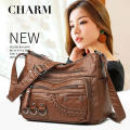 6 Colors Washed Soft Leather Ladies Crossbody Bag  And Flat Texture Pu Leather Spring Crossbody Bags Mom'S Shoulder Bag for Ipad Sunglasses Rechargeable   Wallet Cosmetics. 