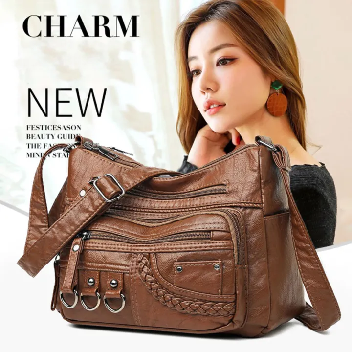 6%20Colors%20Washed%20Soft%20Leather%20Ladies%20Crossbody%20Bag%20%20And%20Flat%20Texture%20Pu%20Leather%20Spring%20Crossbody%20Bags%20Mom'S%20Shoulder%20Bag%20for%20Ipad%20Sunglasses%20Rechargeable%20%20%20Wallet%20Cosmetics%20-%20Image%202