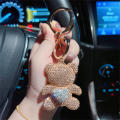 Large Ring Teddy Bear Keychain Decorative Metal Ring Cute Doll Pendant Ceramic Full Key Ring for Girls Accessories Small Gift. 
