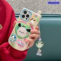 Muswanna 【Get One Free Pendant】Olige Case For iPhone 11 12 13 14 15 16 Pro Max New creative big brother 2025 New cell phone shape flip mirror cute cartoon characters with makeup mirror phone case back cover. 
