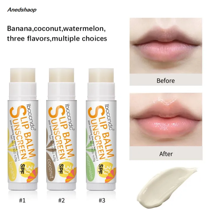 Anedshaop%20Sunscreen%20Lip%20Balm%20SPF%2030%20UVA%20Protection%20Lips%20Moisturizer%20Lipstick%20Sun%20Care%20Coconut%20Banana%20Colorless%20Watermelon%20Flavor%20-%20Image%203