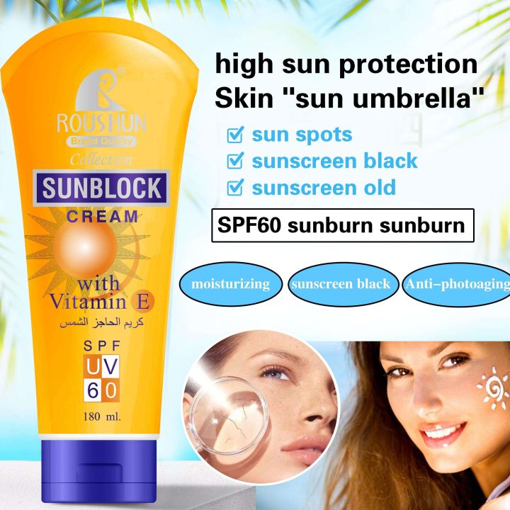 SPF%2060%20Roushun%20Sunblock%20Moisturizing%20RSC60%20Sunscreen%20Sun%20Lotion%20or%20Sun%20Cream%20with%20Vitamin%20E%20180%20ML%20-%20Image%203