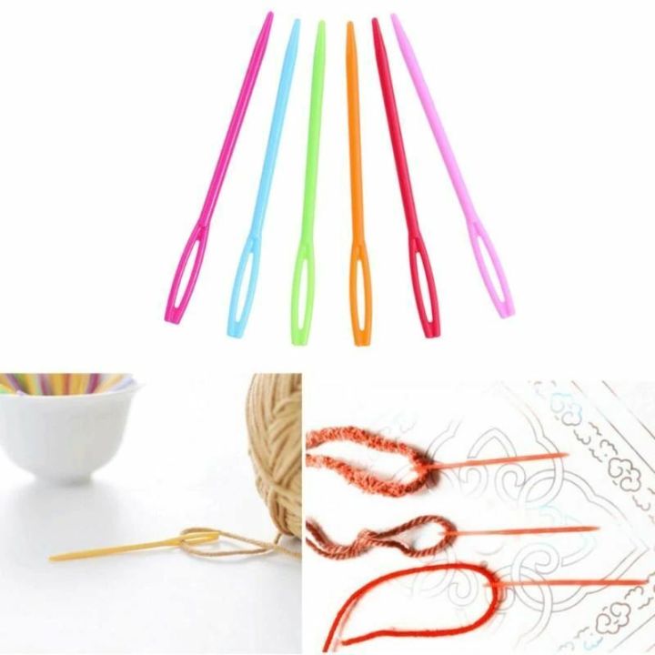 05 Plastic Needles Knitting Crochet Tapestry Wool Yarn Needles Children DIY Sweater Weaving Tools