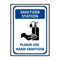 SANITATION STATION - PLEASE USE HAND SANITIZER - SIGNAGE BOARD - 15CM x 21CM. 