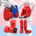 4 Pieces Karate Sparring Gear Thickened Boxing Gloves Vest XL Red. 