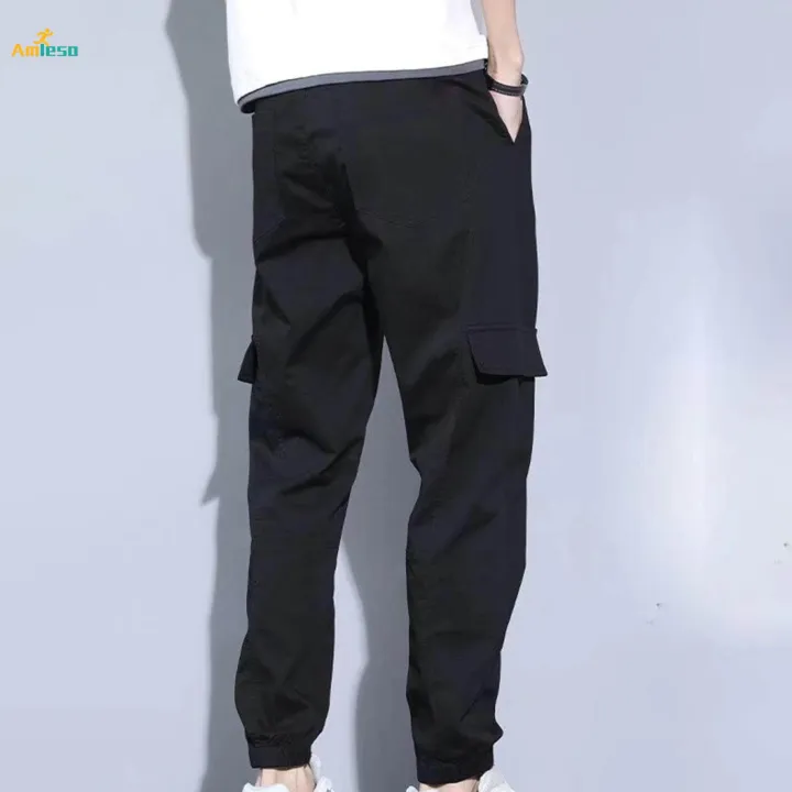 Mens%20Cargo%20Pant%20Multiple%20Pockets%20High%20Waist%20Trousers%20Straight%20Wide%20Leg%20Baggy%203XL%20Black%20-%20Image%204