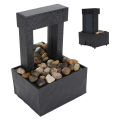Indoor Tabletop Water Fountain Mirrored USB LED Waterfall Fountain 2 Hours Auto Power Off with Stone for Office. 