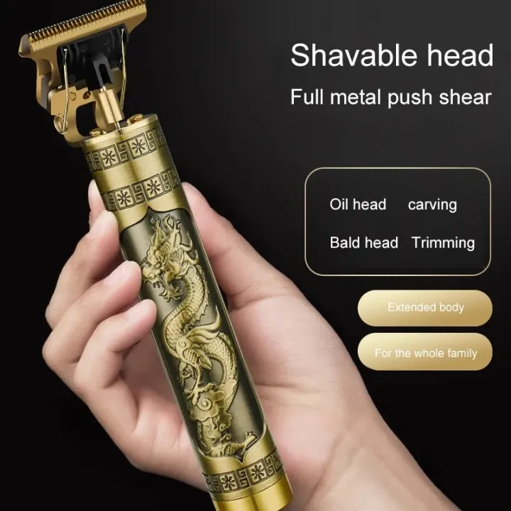 Vintage T9 Hair Cutting Machine Hair Clipper Professional Cutter Trimmer for Men Cordless Beard Trimmer USB for Barber Dragon