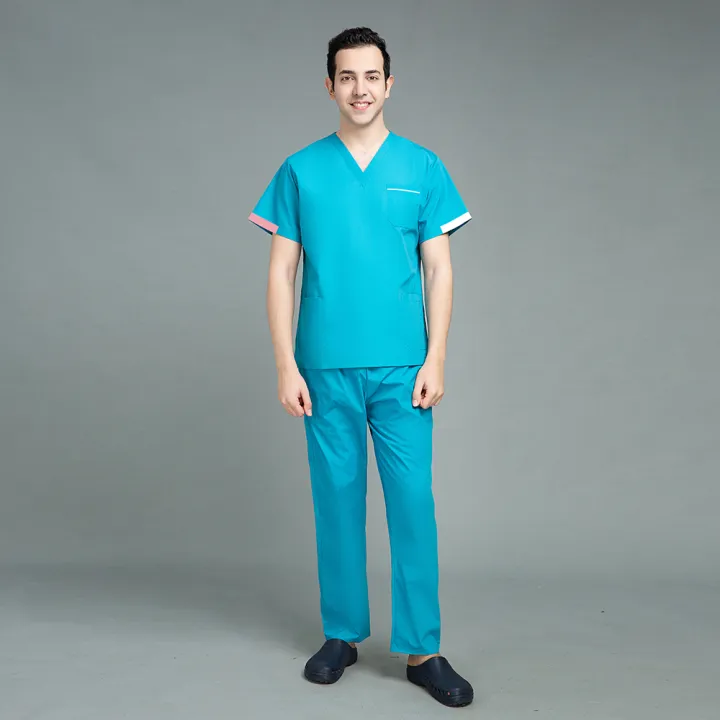 V%20Neck%20Nurse%20Work%20Suits%20Scrub%20Uniform%20Operating%20Room%20Doctor%20Workwear%20Scrubs%20Set%20Top%20Pant%20Solid%20Color%20Nursing%20Uniforms%20Women%20Men%20-%20Image%203