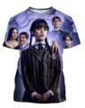 2023 Summer New Wednesday Addams 3D Printing T shirt Top Children Boy Girl Casual Fashion Short Sleeve Tee Tops. 