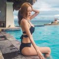 Bandage Swimsuit Women bikini Bikini Rims Cross Warm Spring Swimming Push up Small Size Solid Color Korean Style. 