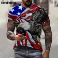 2022 American Eagle Print 3D T-shirt USA Flag Short Sleeve Hip Hop Funny Flying Eagle T Shirt Boy Girl Casual Streetwear Tops. 