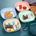 Square BPA Free Plastic Serving Plates 10Pcs Set Snacks and Salads Plate Set (Set of 10 Pcs) Colorful Snacks/Breakfast Plate with Stand. 